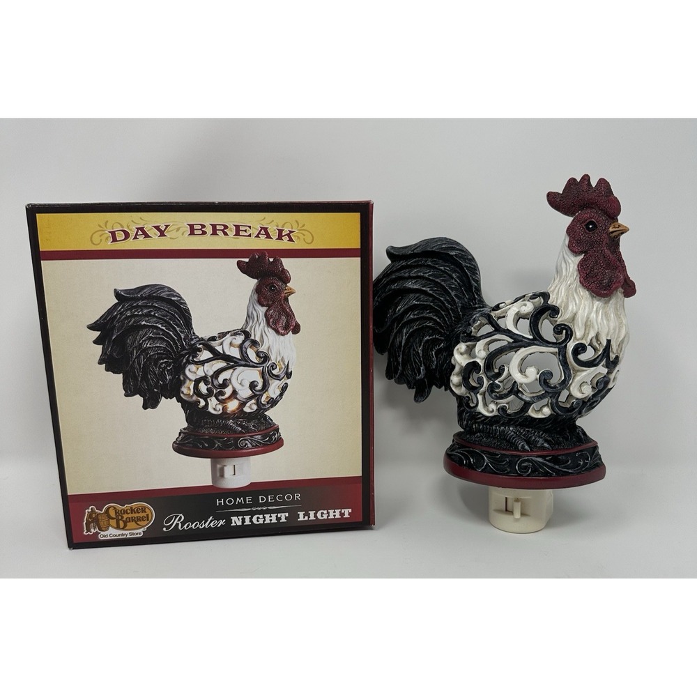 New Cracker Barrel Day Break Home Decor Rooster Night Light NIB